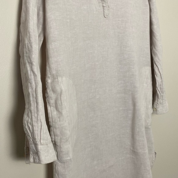 Tahari Linen V Neck Button Roll Up Sleeve Tunic Size XS - Picture 3 of 7